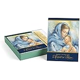 Masterpiece Religious Madonna And Child Christmas Cards / 16 Boxed Christian Holiday Card Set With Gold Foil Accents And Foil Lined Envelopes / Mary Jesus Holy Family Cards / 5 5/8" x 7 7/8" Folded Greeting Cards With Inside Verse