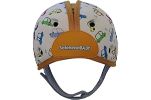 SafeheadBABY Award-Winning Infant Safety Helmet Baby Helmet for Crawling Walking Ultra-Lightweight Baby Head Protector Expandable and Breathable Toddler Head Protection Helmets - Cars Orange
