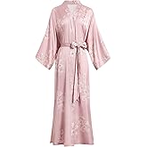 Aensso Long Soft Lightweight Silky Kimonos Robes for Women, Luxury Japanese Floral Womens Kimono Robe