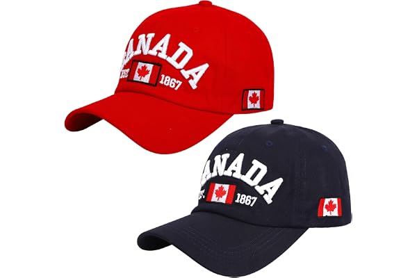 Knstol 2 PCS Canada Baseball Cap,Adjustable Canada Hat for Men Women Kids,Embroidered Maple Leaf Golf Hat Canada Souvenirs