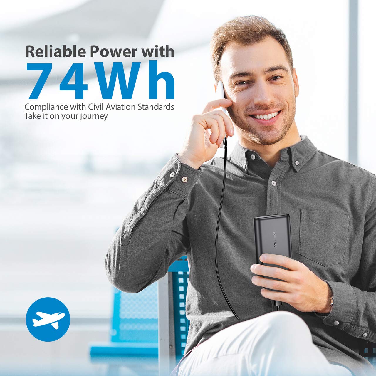 Poweradd Energycell 20000mAh Ultra Portable Charger Universal External Power Bank Compatible with iPhone, iPad, Samsung, Huawei and More-Black