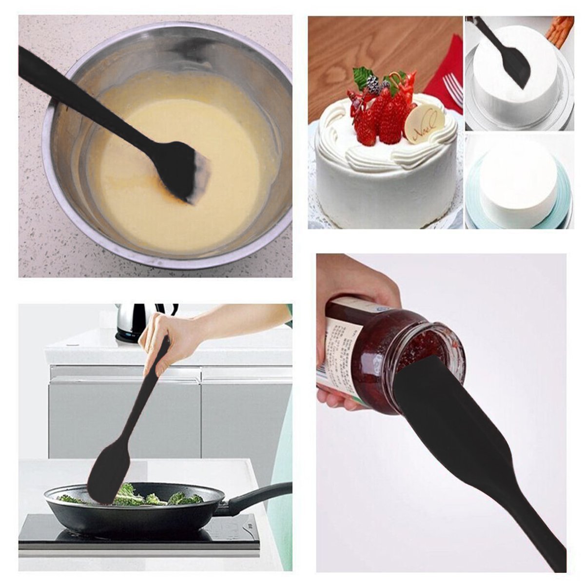 Silicone Spatula Set WISHPOOL 4+1-Piece Non-Stick/Heat Resistant kitchen Cooking Utensil Set Created for Cooking/Baking and Mixing with free gift Silicone Oil brush