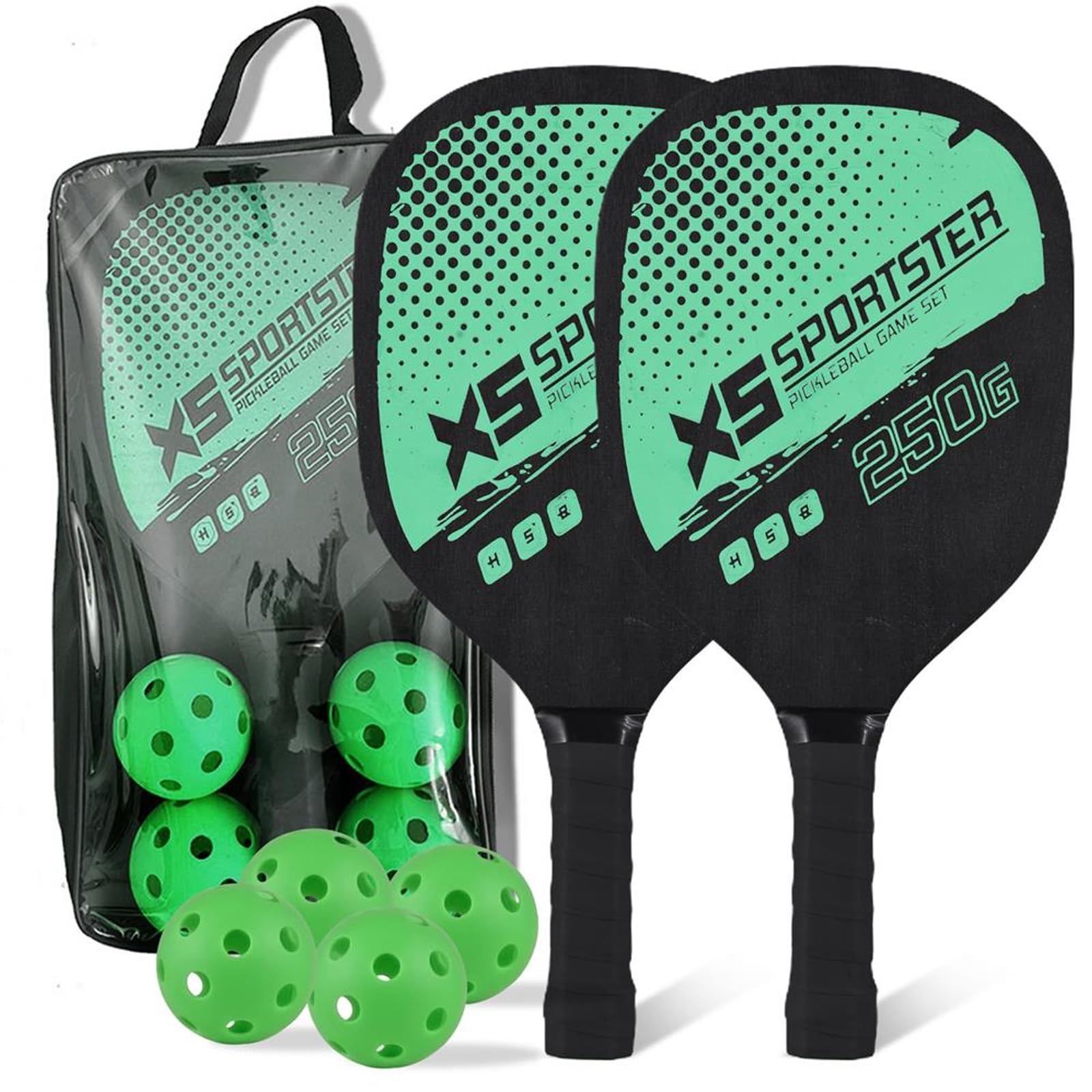 Lixada Pickleball Paddles Set of 2 With 4 Balls Package Bag Wooden padel racket for Beginners Men Women Adults