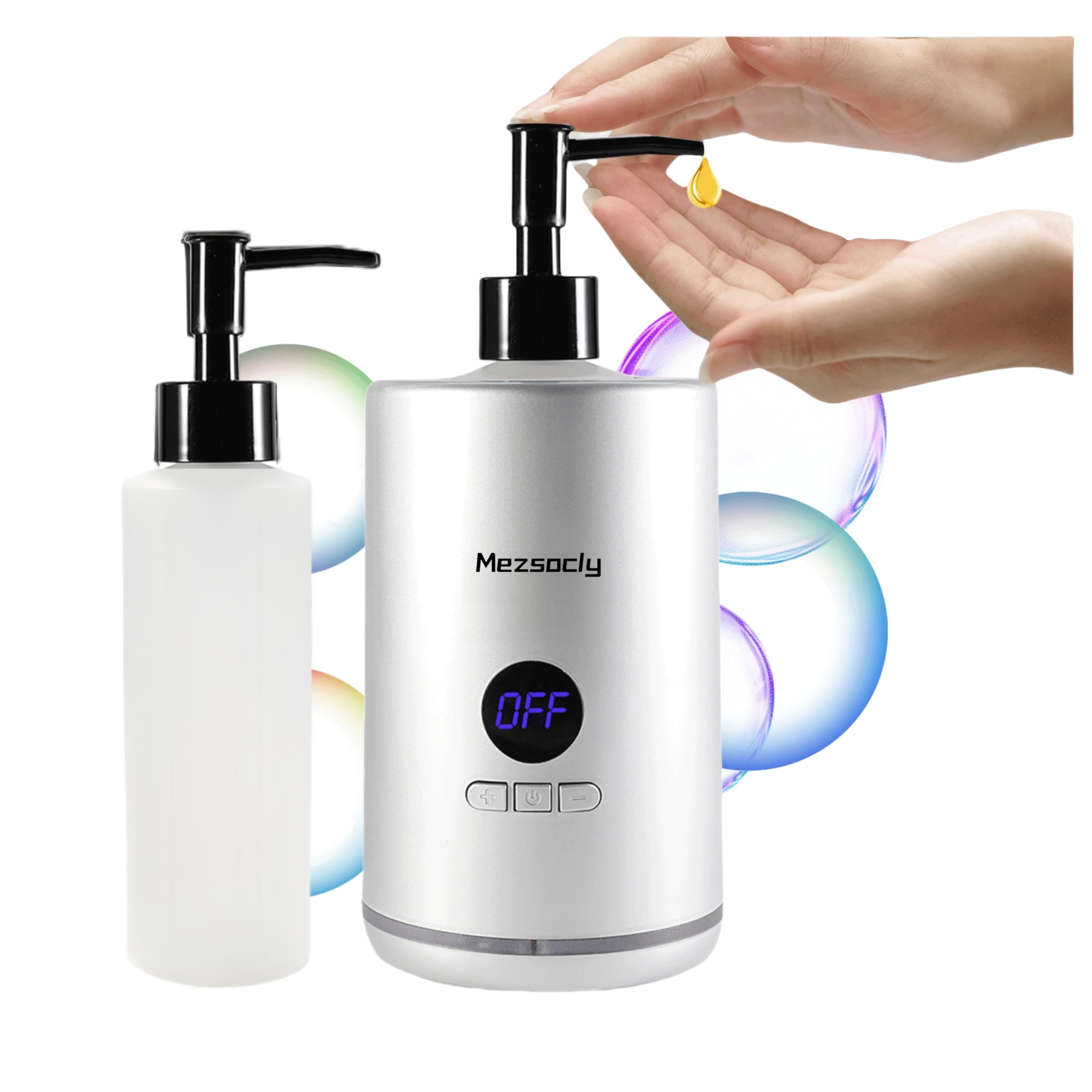 Photo 1 of Oil Warmer for Massage oil warmer for scented oil, Massage Oil Warmer, lotion warmer, Body Oil Heater for Spa, Salon and Barber Shops, with Two Oil Bottle Dispenser, Constant Temperature, Silver