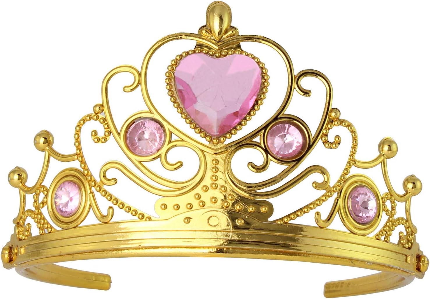 XiangGuanQianYing Princess Plastic Gold Tiara with Pink