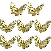 Savagrow 8Pcs Butterfly Drawer Knobs Decorative Cabinet Knobs Brass Gold Single Hole Furniture Household Knobs Hardware