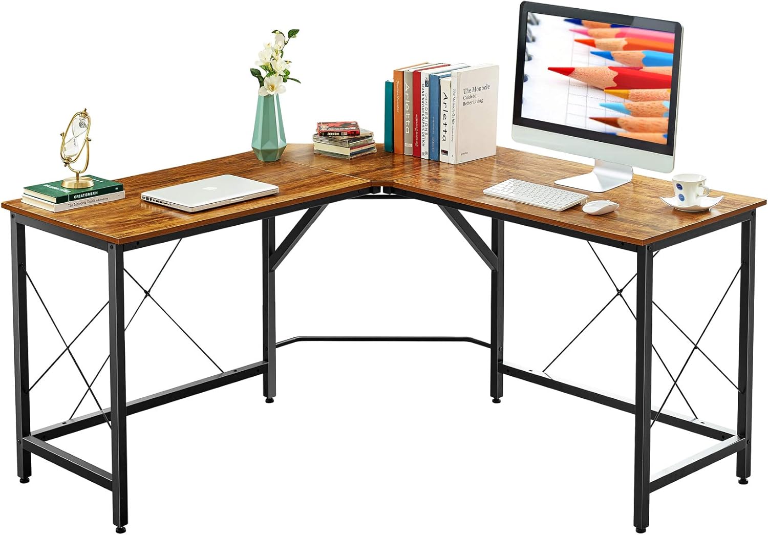 Mr IRONSTONE L-Shaped Desk 59" Computer Corner Desk, Home Gaming Desk, Office Writing Workstation, Space-Saving, Easy to Assemble (Vintage): Kitchen & Dining