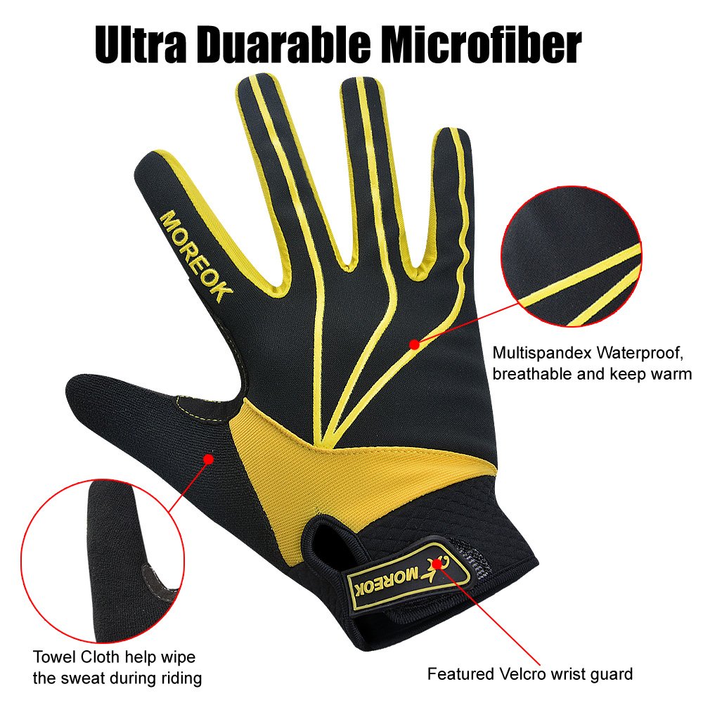 MOACC Cycling Gloves Shock-absorbing Gel pad Breathable Anti-slip Wearable Abrasion Full Finger Moutain Bike Road Racing Bicycle (L)