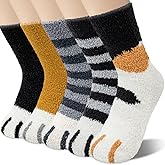 YSense Fuzzy Socks for Women 5 Pairs Warm Fluffy Winter Stocking Soft Cute Cat Animal Socks