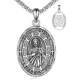 Hancock Patron Saint Necklace Sterling Silver Amulet Medal Pendant Religious Protector Jewelry Gifts for Women Men
