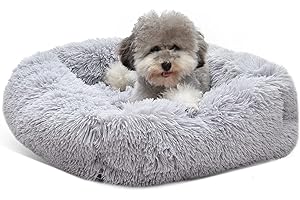 RUYI Gavenia Cat Bed for Indoor Cats,24 inch Soft Long Plush Cushion Washable Pet Bed Calming Self-Warming Square Cat and Dog Bed Anti-Slip & Waterproof Bottom Cushion (24 x 20 x 7 inch, Grey)