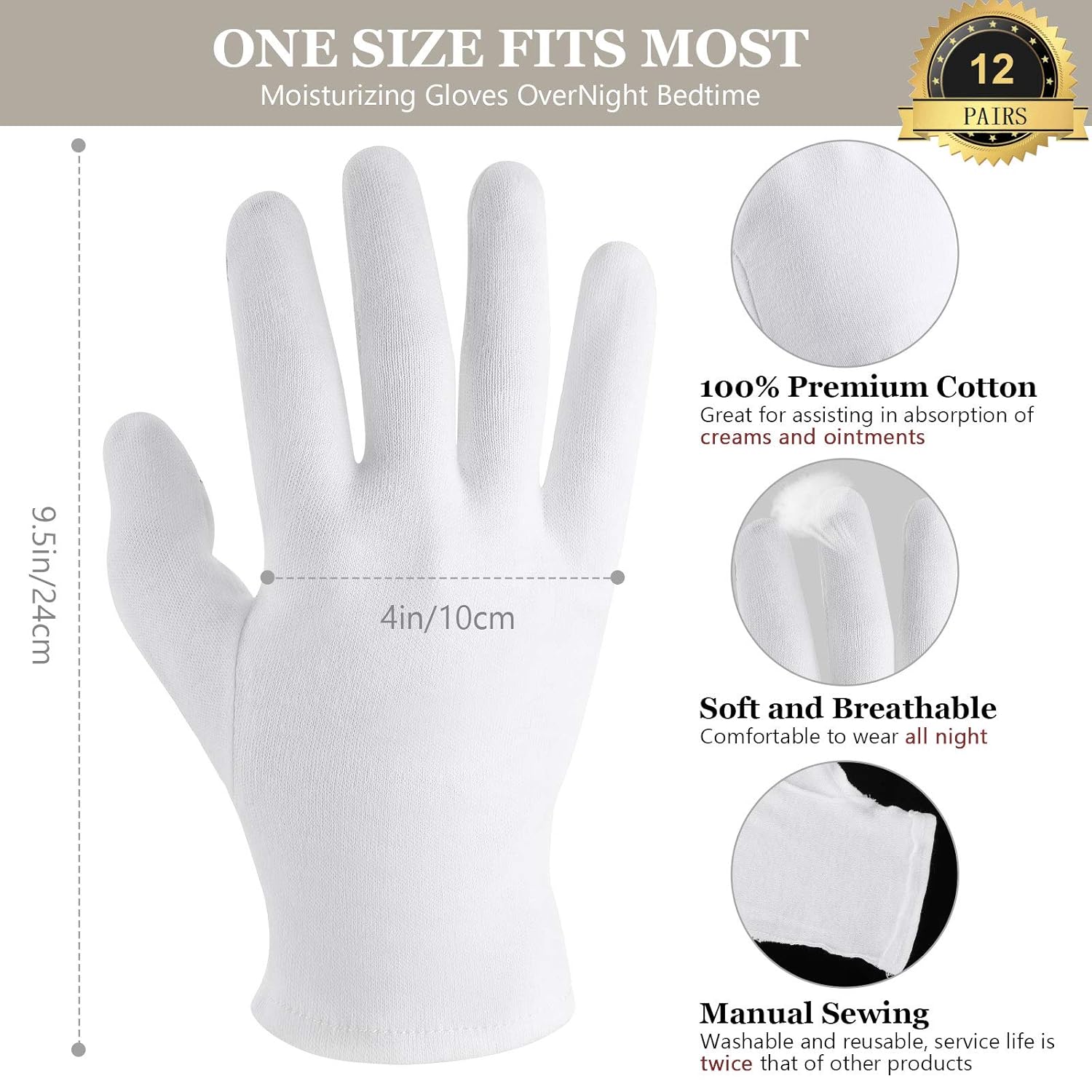 10 Pairs Touchscreen Moisturizing Gloves for Dry Hands, White Gloves Overnight, Moisturizing Gloves SPA Gloves Soft Working Gloves for Men and Women : Beauty