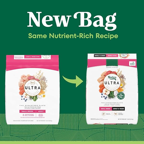 NUTRO ULTRA ADULT SMALL BREED DOG FOOD DRY RECIPE, DRY DOG FOOD FOR SMALL DOGS, CHICKEN, LAMB AND SALMON PROTEIN TRIO, 12 LB. BAG