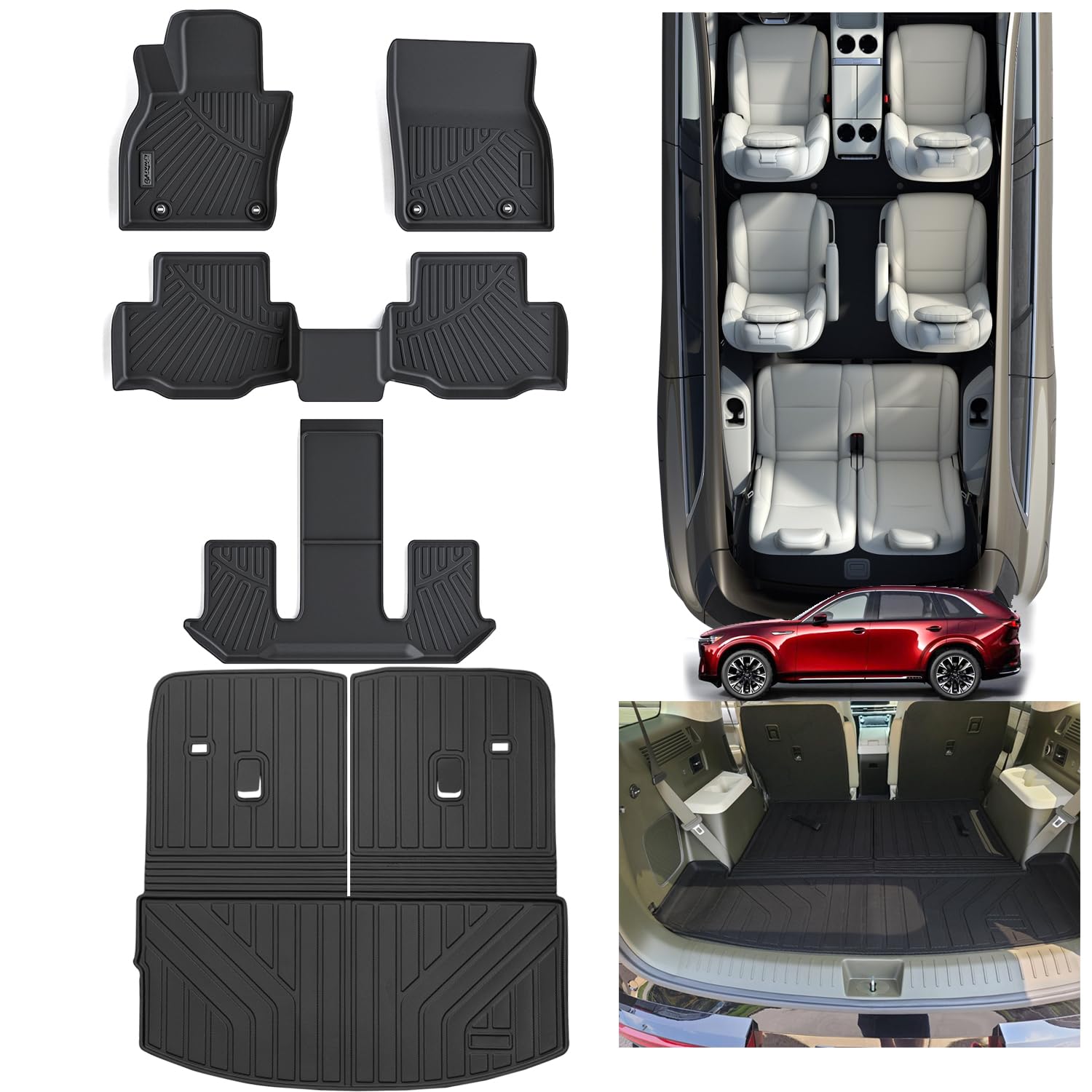 LJWAITO Floor Mats & Trunk Mat for 2024 Mazda CX90