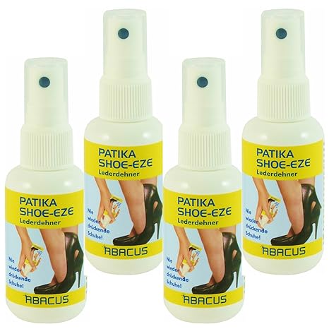 ABACUS PATIKA SHOE-EZE 4x 25 ml (8095) - Lederdehnung Stretchspray Schuhdehner für Lederschuhe Lederdehner Lederdehnspray