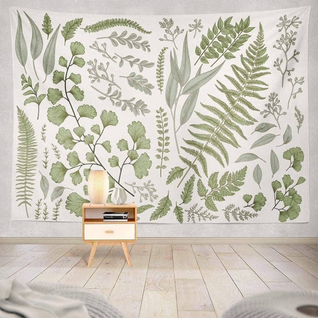 Tapestries - Kayel Botanical Polyester Fabric Tapestry Floral with Green White Spring Wall Hanging Tapestry,Daily Decorative Tapestry for Bedroom Living Room Dorm 60L x 80W Inches,Green Eucalyptus
