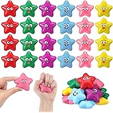 Meooeck 36 Pcs Colorful Star Stress Balls Bulk, Smile Face Star Mini Foam Stress Relief Ball, Mini Relief Foam Party Favors Gifts for Party Bag Gift Fillers Classroom Prizes Anxiety Fidget Sensory