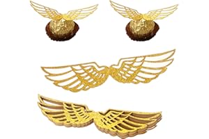 SLIVERDEW 50PCS Wizard Party Chocolate Decoration Wings Chocolate Decoration, Wings Wafer Cupcake Toppers with 50pcs Glue Point, Wafer Cupcake Toppers for Anniversary Birthday Wedding