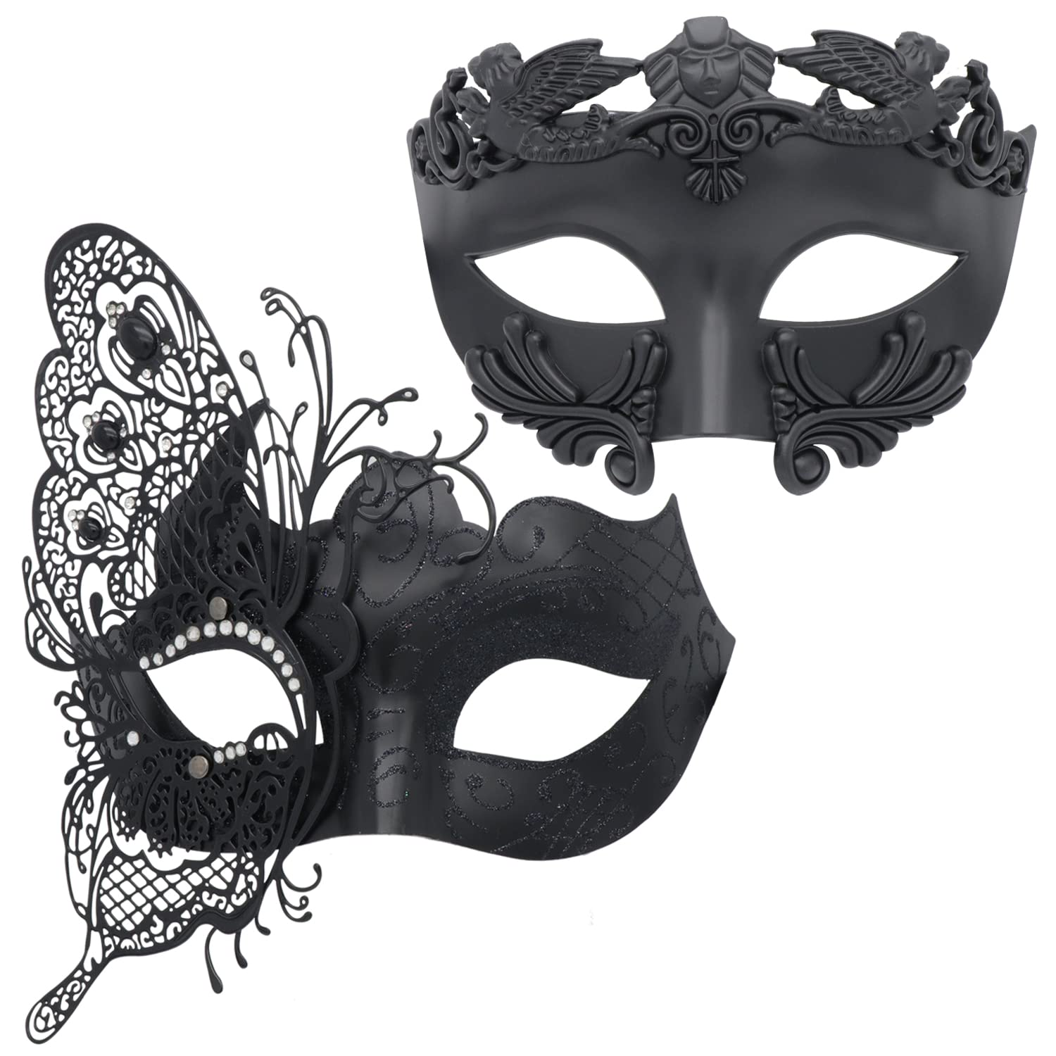 Coddsmz Couple Masquerade Masks - Roman Greek & Venetian Butterfly Styles for Halloween & Prom
