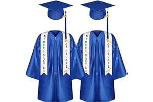 Zhanmai 2 Set 2024 Preschool and Kindergarten Graduation Gown Cap Tassel Set with 2024 Charm Printed Stole Sash for Kids