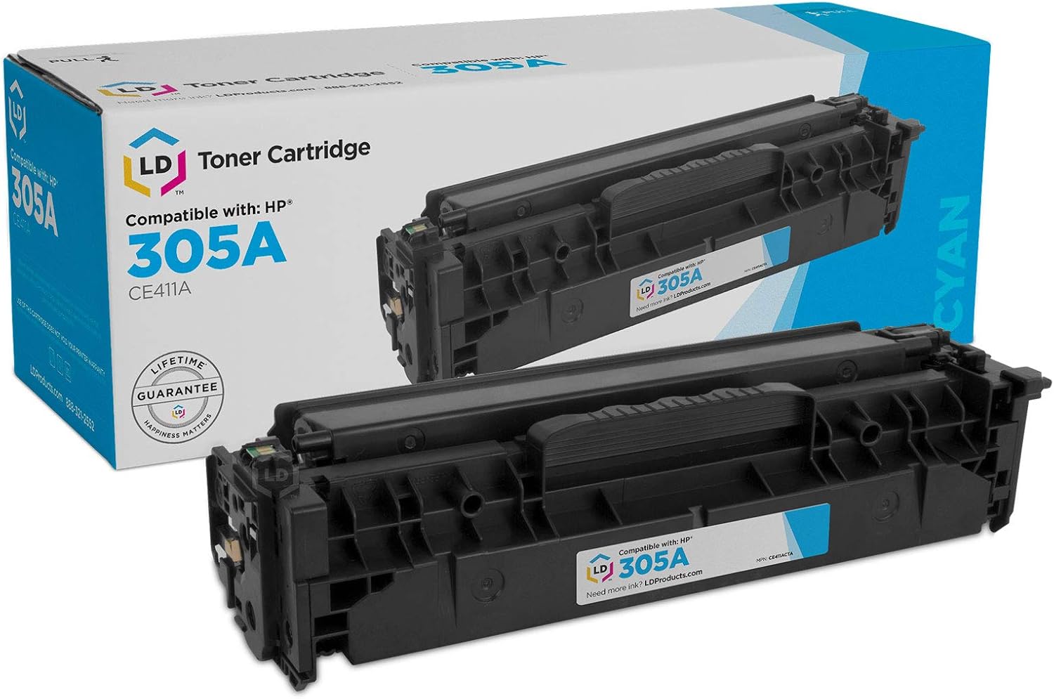 LD Remanufactured Toner Cartridge Replacement for HP 305A CE411A (Cyan)