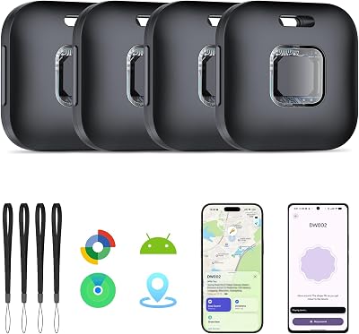 Dual-System Air Tracker Smart Tag für iOS/Android, Schwarz (4er Pack)