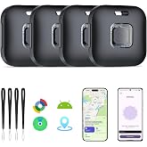 Hoxe Air Tracker Tags-4 Pack for iOS &amp; Android, Smart Tag for Key, Bag, Pet | Dual System Luggage Tracker Compatible with Apple Find My &amp; Google Find Hub App, Bluetooth Key Finder Replaceable Battery