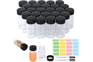 Asherxin 25 Pack 20ml Clear Glass Vials with Screw Caps Small Botle for Essential Oil Leak-Proof Liquid Bottle