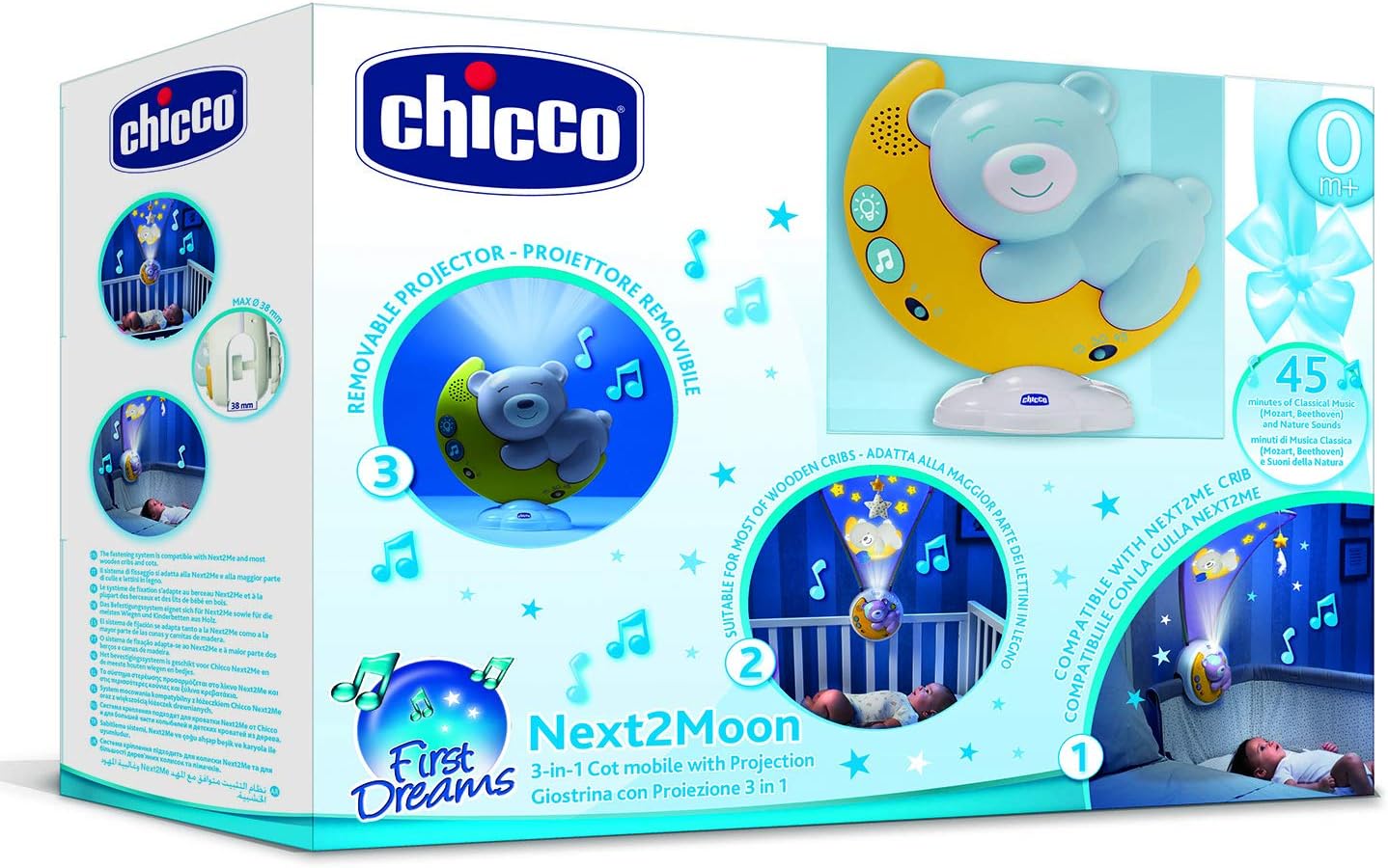 Chicco Next2moon - Proyector de cuna con luces y sonidos, móvil ...