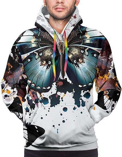 Amazon 水彩水しぶき蝶ファッション男性アスレチックパーカー冬スポーツスウェットプルオーバー トレーナー パーカー 通販