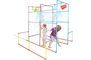Water Park Sprinkler Toy, Backyard Waterpark with Dump Buckets & Rotating Splash Nozzle Water Toys Play Water Fun for Kids Ou