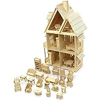 CUTEROOM 3D Wooden Puzzle House, Gothic House 3D Stereo Wooden Puzzles DIY Dollhouse Miniature Kit for Adults - Wooden Model 