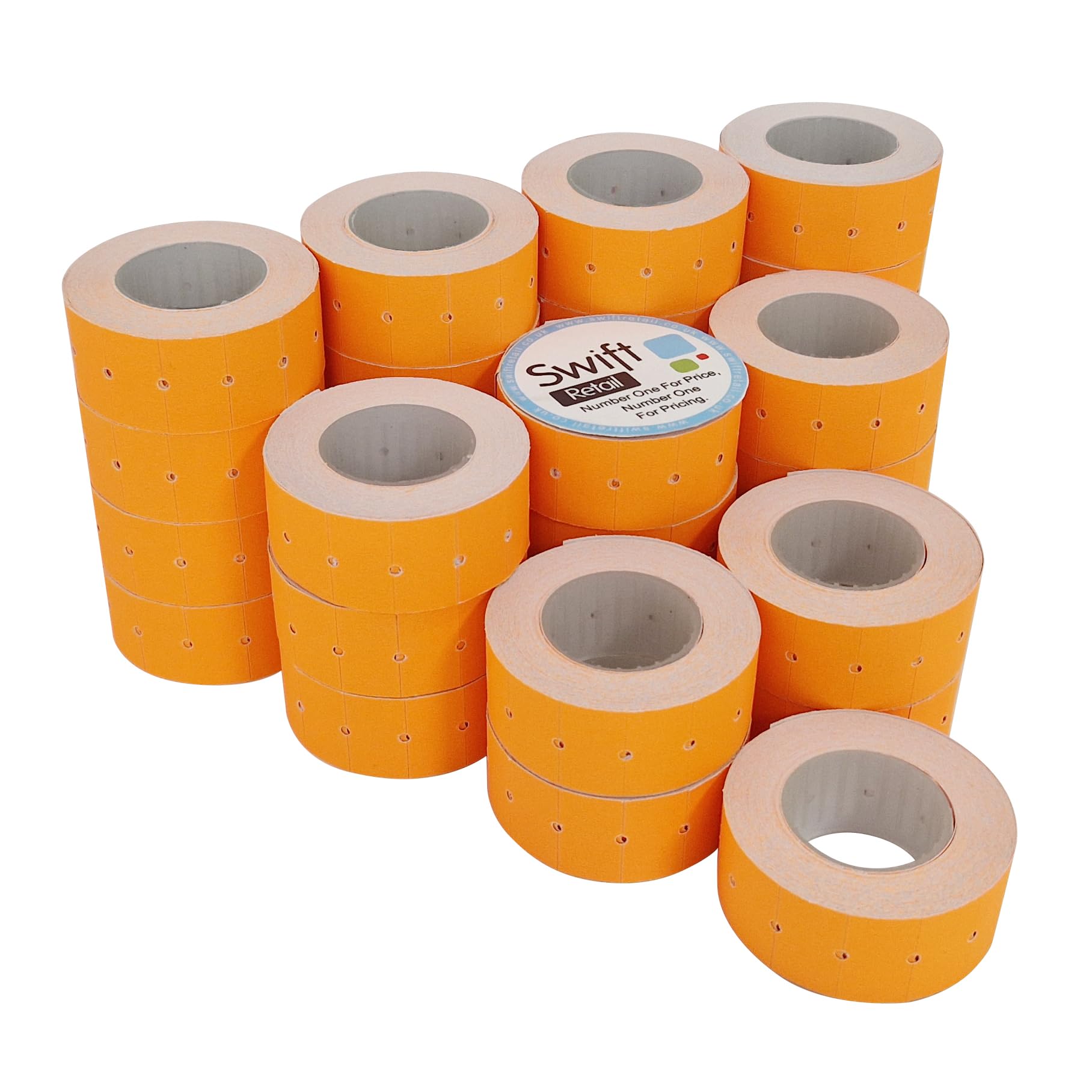 Swift 22 x 12 mm Price Gun Labels CT1 Orange 30 Rolls 15,000 Stickers Pricemarking Tags Fits Many Pricing Labellers