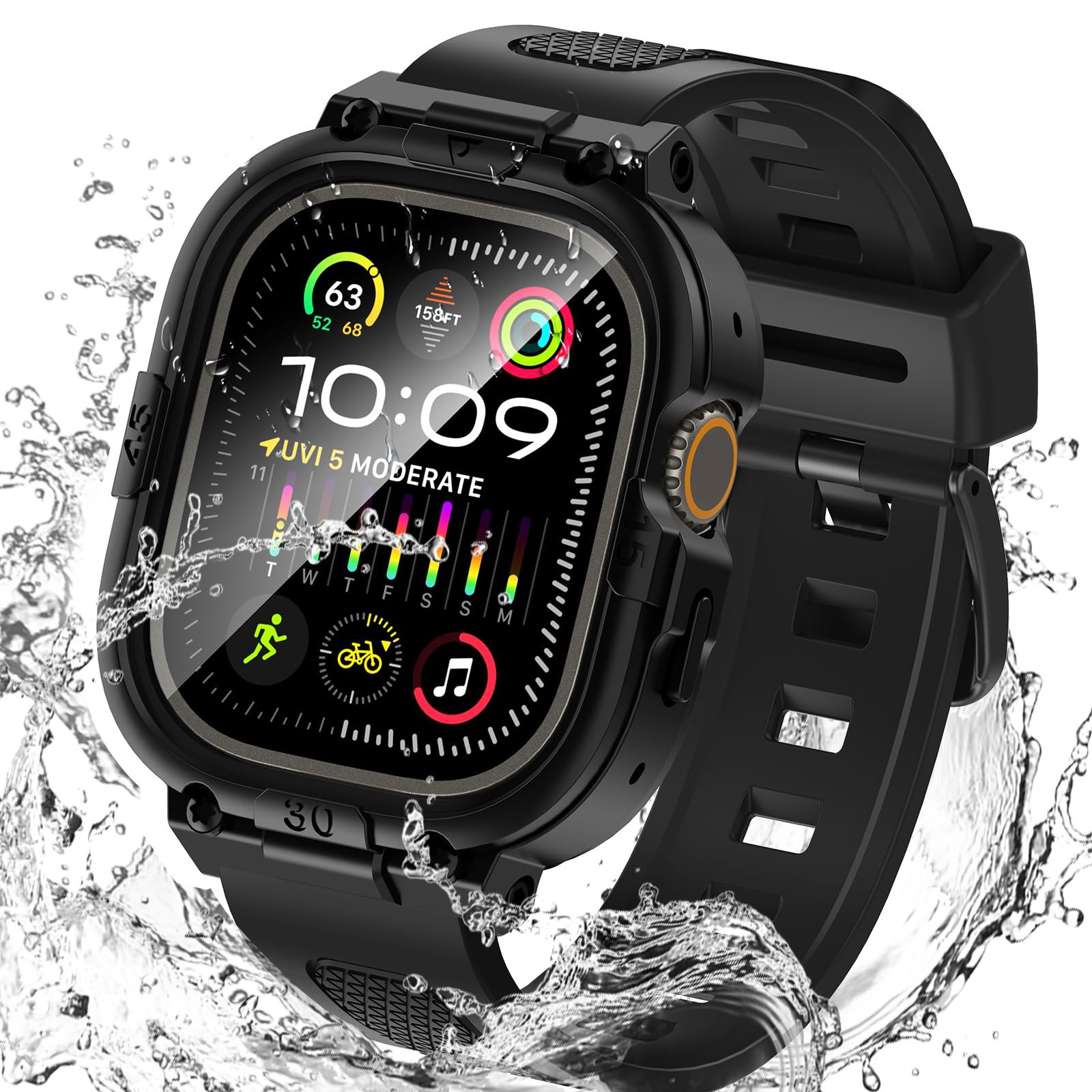Photo 1 of Goton 3 in 1 Waterproof Case with Band for Apple Watch with Built-in Tempered Glass Screen Protector 49mm, 360° Shockproof Bumper Face Cover with Band for Apple Watch Ultra 3/Ultra 2/Ultra, 49mm