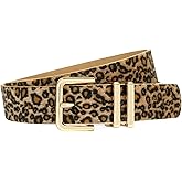 WOWOGO Women Leopard Print Belt Cheetah Print Belt Animal Print Fashion Leather Belt Ladies Waist Belt for Jeans Pants Dress