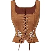 GORGLITTER Women's Sleeveless Western Cowgirl Rodeo Outfit Lace Up Vests Tops Business Casual Country Concert Outfits
