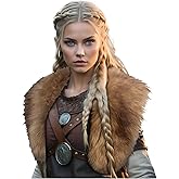 L'VOW Viking Fur Collar Faux Fur Shawl Shoulder Fur Wrap Scarf Women Halloween Barbarian Cosplay Costume Accessory