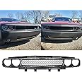 HECASA Front Bumper Upper Grille Compatible with 2008-2014 Dodge Challenger Grill W/Bezel Chrome Molding Trim Replacement for CH1200338 68043388AB