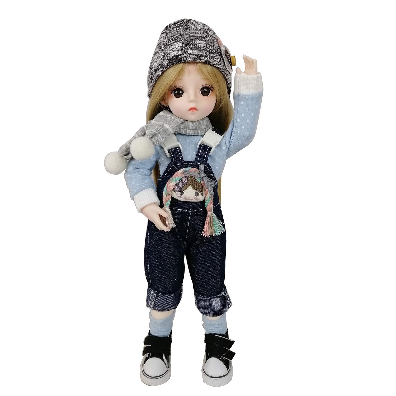 EVA BJD Cute Doll 1/6 12inch 30CM,Body Clothes Shoes and Wig Included,Full Set 17 Jointed Doll for 6