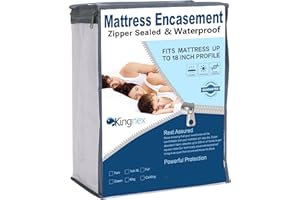 KINGNEX Zippered RV Bunk Mattress Protector for 30x75 Narrow Twin Bed 100% Waterproof 6 Sided Complete Matress Cover Encasement 9-12" Deep