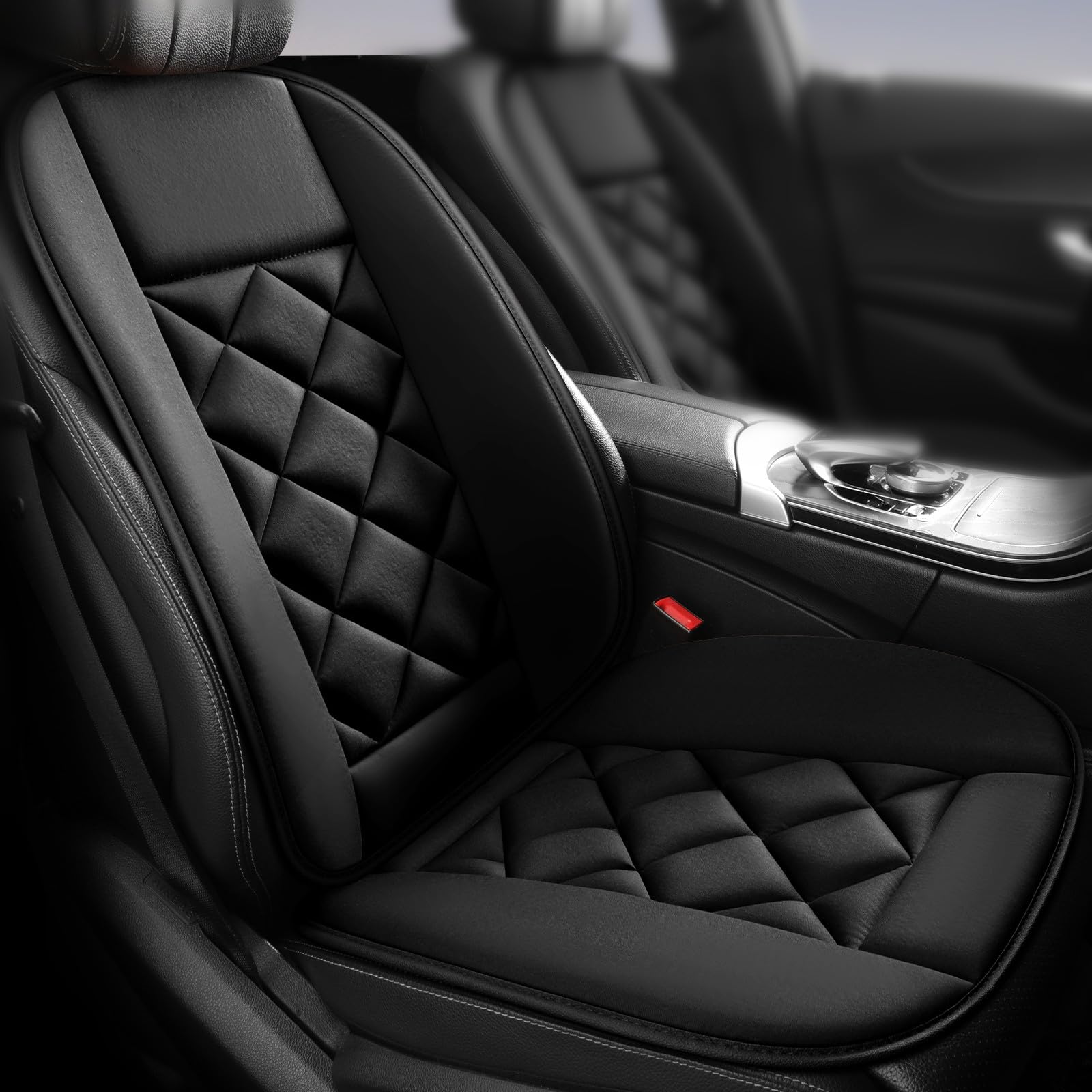Photo 1 of ***MISSING PIECES -SELLING AS INCOMPLETE*** Chezope Car Seat Cushion with Back Support Pillow, Car Seat Cushion for Long Driving, Breathable Car Seat Protector, 1.2'' Thick Memory Foam Design for Pain Relief, Seat Pad for Car SUV Truck (Black)