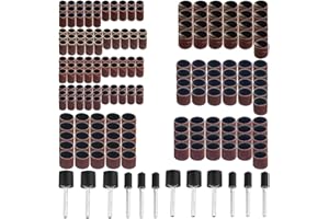 TOVOT 212 PCS Drum Sander Assortment Set Sanding Drum kit with 1/8 Shank Mandrel for Rotary Tools 320/600 Grit