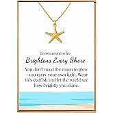 VIY Personal Card Starfish necklace, Beach necklace for women, Starfish jewelry, Beach gifts for women friends, Summer necklaces, Nautical jewelry, Ocean gifts for ocean lovers, Summer gift ideas