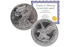 GEMTONE Liberty Eagle Solid Titanium Coin, 1 Oz, Eagle Design, Certificate of Authenticity