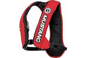 Mustang Survival Corp Elite Inflatable PFD (Auto Hydrostatic) Competition Logo, Red