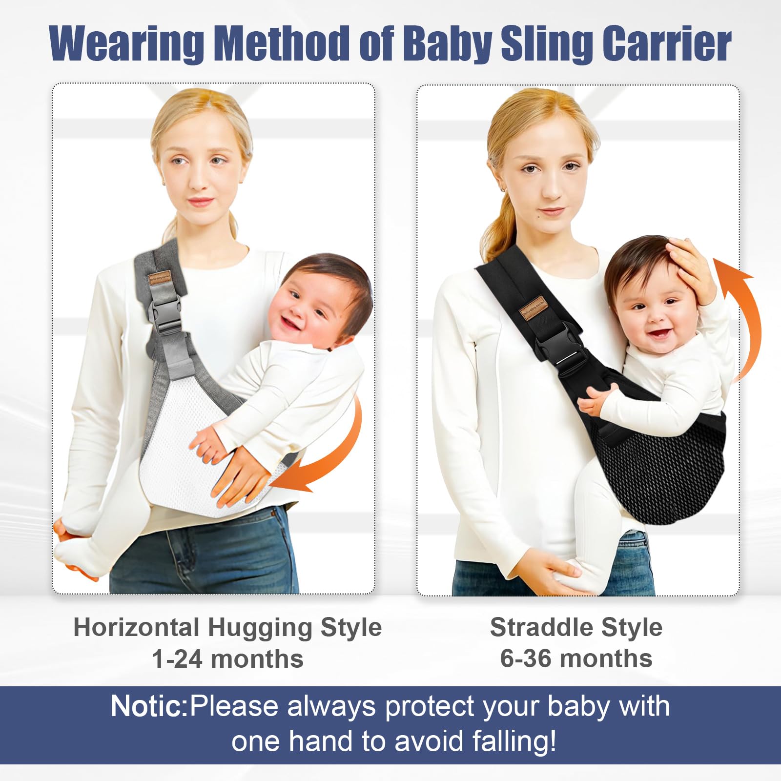 Baby Sling Carrier,Baby Carrier Newborn to Toddler,Adjustable and Lightweight Toddler Carrier(10-30lbs),Baby Sling with Safety Buckle(Mesh,Black)