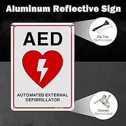 T&R AED Sign - 2 Pack - 10 x 7 Inches Rust Free