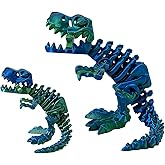 2Pcs 3D Printed Dinosaur Bones,Articulated TRex Skeleton,3D Printed Dragon Fidget Home Office Decor,Full Articulated TRex,Poseable T-Rex with Flexible Joints,Adults Fidget for Autism/ADHD