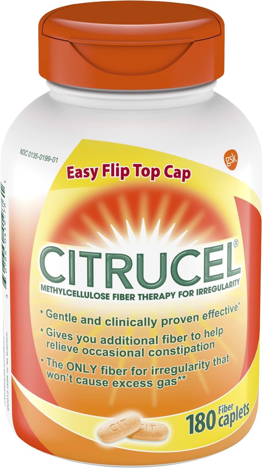 Citrucel Fiber Therapy Caplets for Irregularity, Easy to Swallow Methylcellulose Fiber Caplets, 180 Count: Health & Personal Care
