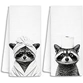 SJDFCSA Funny Raccoon Bathroom Hand Towels, Raccoon Gifts for Women, Animal Lover Gifts, Black and White Trash Panda Wild Animal Decorative Hand Towels for Bathroom Decor, 16x24 Inch Set of 2